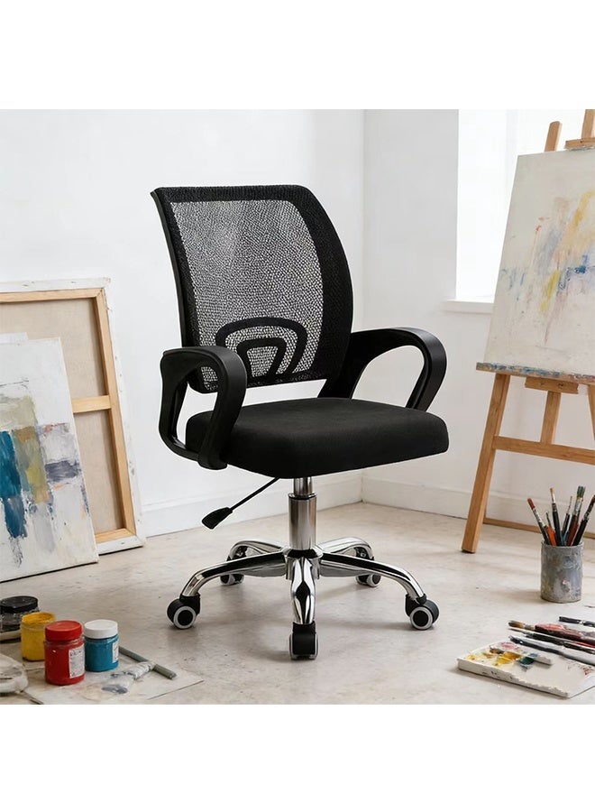 Ergonomic Mesh Office Chair, Mid-Back Desk Chair with Lumbar Support and Rolling Casters, Adjustable Height Swivel Computer Chair for Home Office